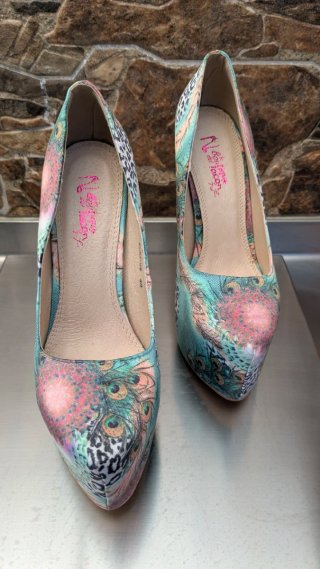 Zapatos Boutique Tacon Plataforma Pavo Real Talla