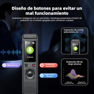GONIKLI F1 Grabadora Voz Espia 64GB USB MP3 HiFi