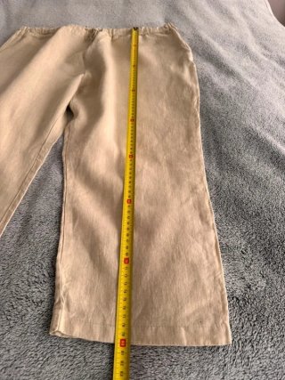 Pantaloni lino 3/4 vintage unisex beige