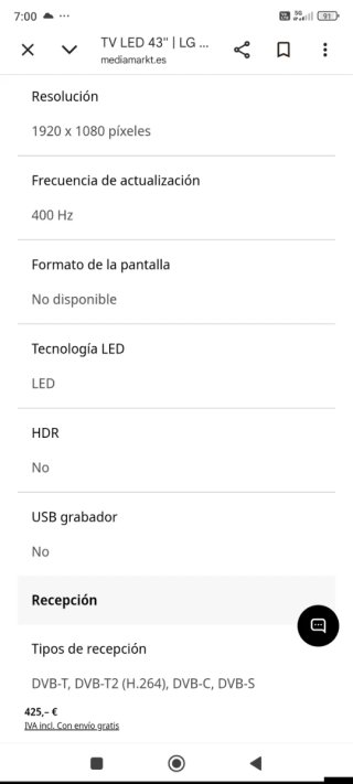 smart TV 43 Lg43lf590v