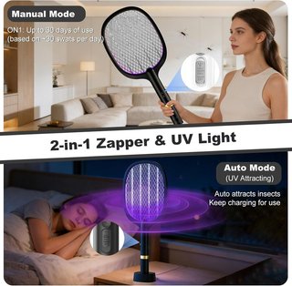 TEINNGO matamoscas 5000V 2en1 USB‑C 2Pack Negro