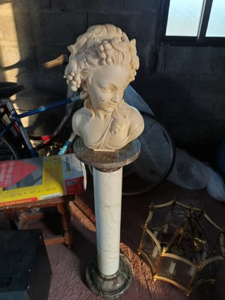 Busto Diosa Baco y Columna Mármol