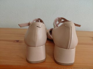 Zapatos Rosa palo y Dorado Tacon