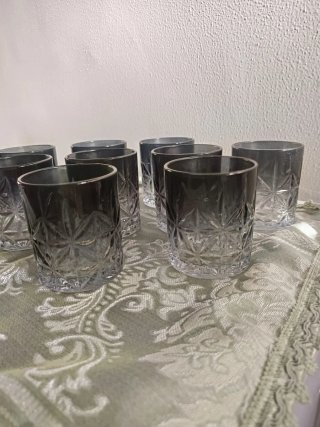 Set 10 Bicchieri Vetro Grigio Trasparente