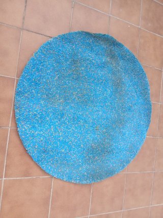 Alfombra redonda azul y multicolor