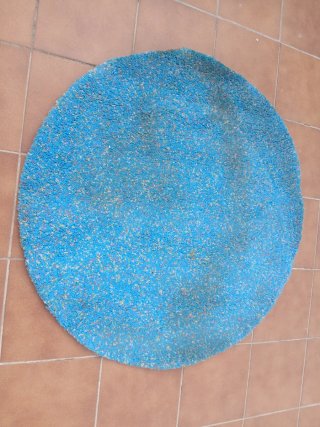 Alfombra redonda azul y multicolor