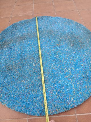 Alfombra redonda azul y multicolor