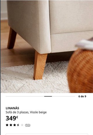 Sofá LINANÄS 3 plazas Vissle beige
