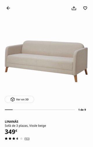 Sofá LINANÄS 3 plazas Vissle beige