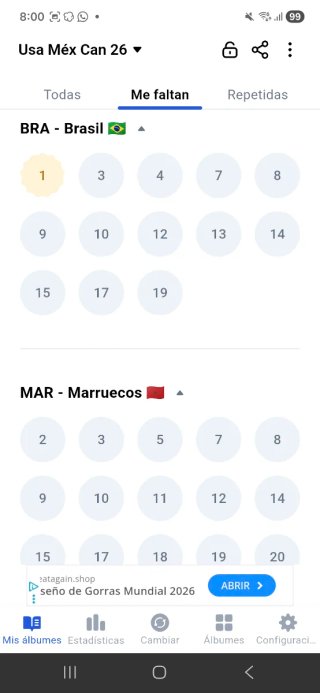 Cromos Faltantes Mundial CAMBIO