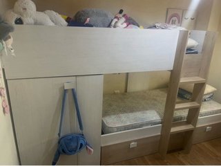 Cama tren con armario y 2 cajones