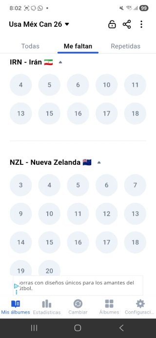 Cromos Faltantes Mundial CAMBIO