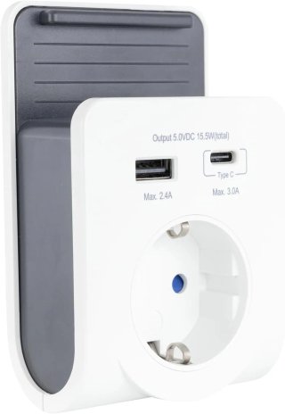 REV Cargador USB – Adaptador de Enchufe con práctica Bandeja para Smartphone