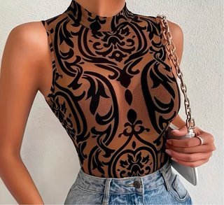 Body de encaje transparente con estampado NUEVO