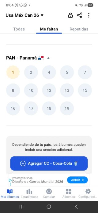 Cromos Faltantes Mundial CAMBIO