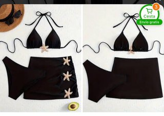 Conjunto Bikini 3 Piezas XL Negro Dorado