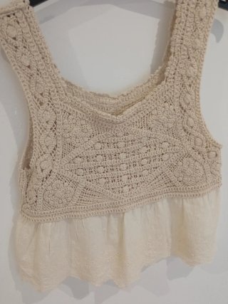 Top Crochet Beige Talla Única