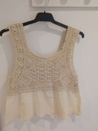 Top Crochet Beige Talla Única
