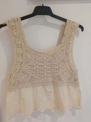Top Crochet Beige Talla Única