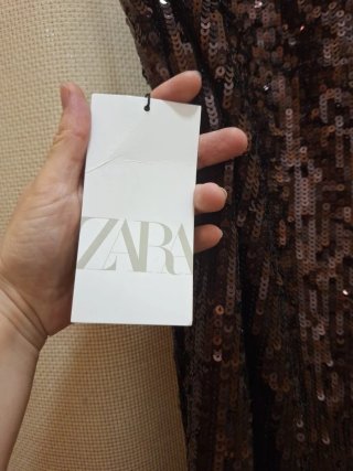 Vestido Zara lentejuelas marrón/dorado