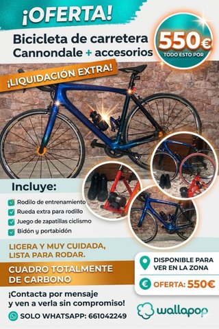 Bicicleta Carretera Cannondale Carbono + Acc.