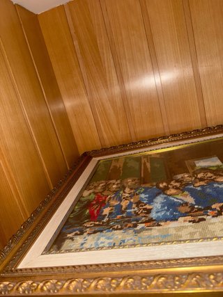 Cuadro La Última Cena, Jesús, bordado a mano!