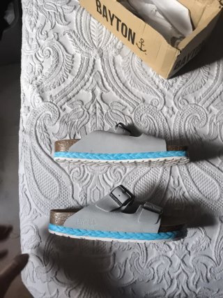 Sandalias Bayton Mujer Planas Celeste