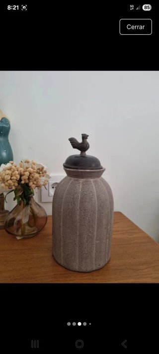 Bote decorativo cerámica con gallo