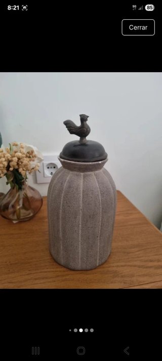 Bote decorativo cerámica con gallo