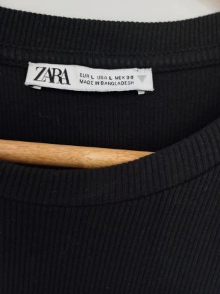 Vestido Zara Negro Mangas Volante