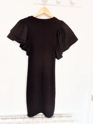 Vestido Zara Negro Mangas Volante