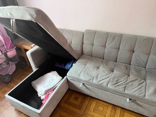 Sofá Cama Chaise Longue Gris