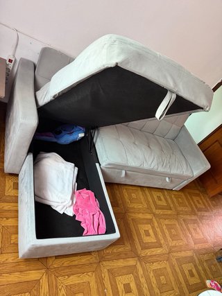 Sofá Cama Chaise Longue Gris