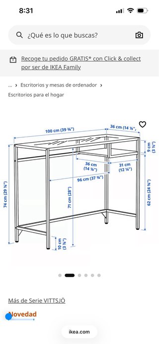 Mesa Escritorio Cristal y Metal Ikea