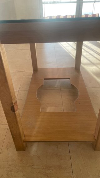 Mesa de centro cristal y madera