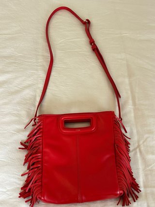 Bolso Maje Flecos Piel Sac M Rojo
