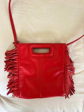 Bolso Maje Flecos Piel Sac M Rojo