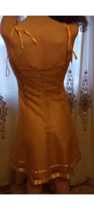 Vestido de fiesta dorado talla M Seda Natural M.Fa