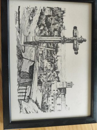 Cuadro Marco Negro Dibujo Paisaje