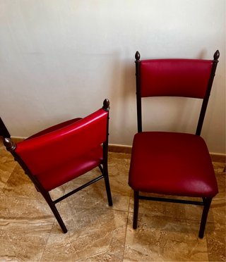 Juego 6 Sillas Piel y Metal Rojas