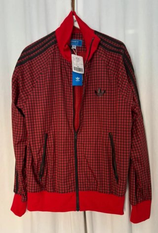 Chaqueta Adidas a cuadros roja y negra Talla M