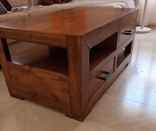 Mesa de centro rústica mexicana de madera pino