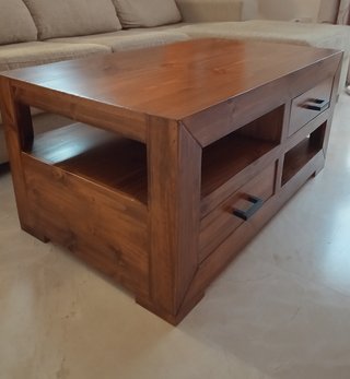 Mesa de centro rústica mexicana de madera pino