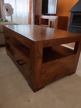 Mesa de centro rústica mexicana de madera pino