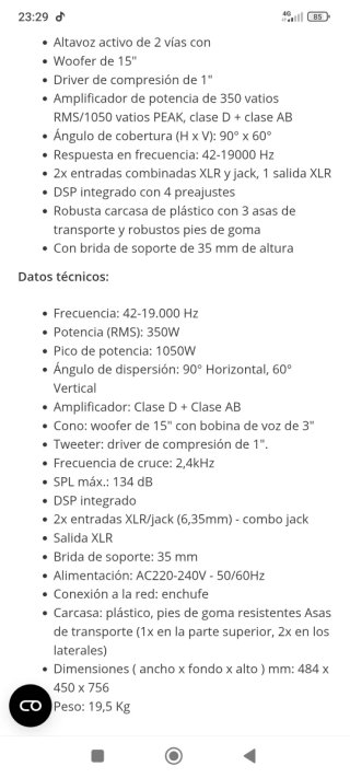 Equipo de sonido Fame