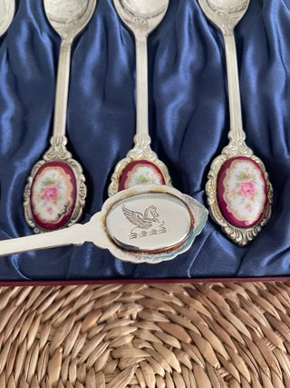 Set 6 Cucharillas Café medallon rosasPorcelana