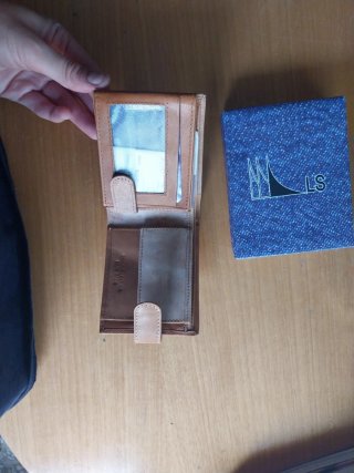Cartera LS hombre piel camel y marrón