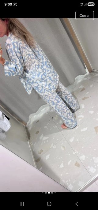 Conjunto Zara estampado azul y blanco
