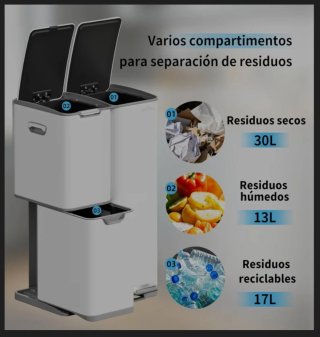 Cubo Basura Triple 60L Nuevo