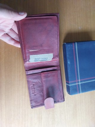 Cartera Genuine Leather Granate Hombre